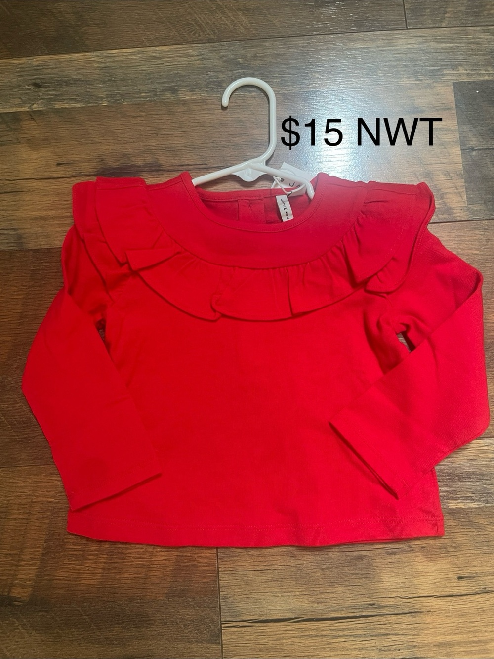 Janie and Jack Bright Red Ruffle Long-Sleeve Top